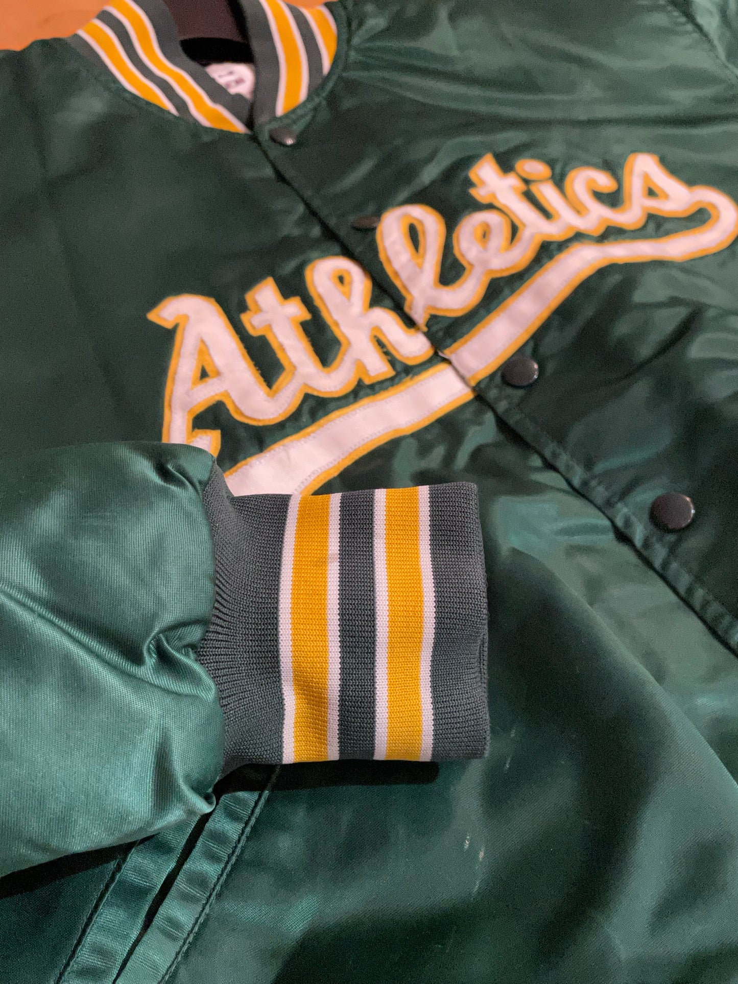 VINTAGE FELCO OAKLAND ATHLETICS MLB SATIN JACKET  SZ: XL