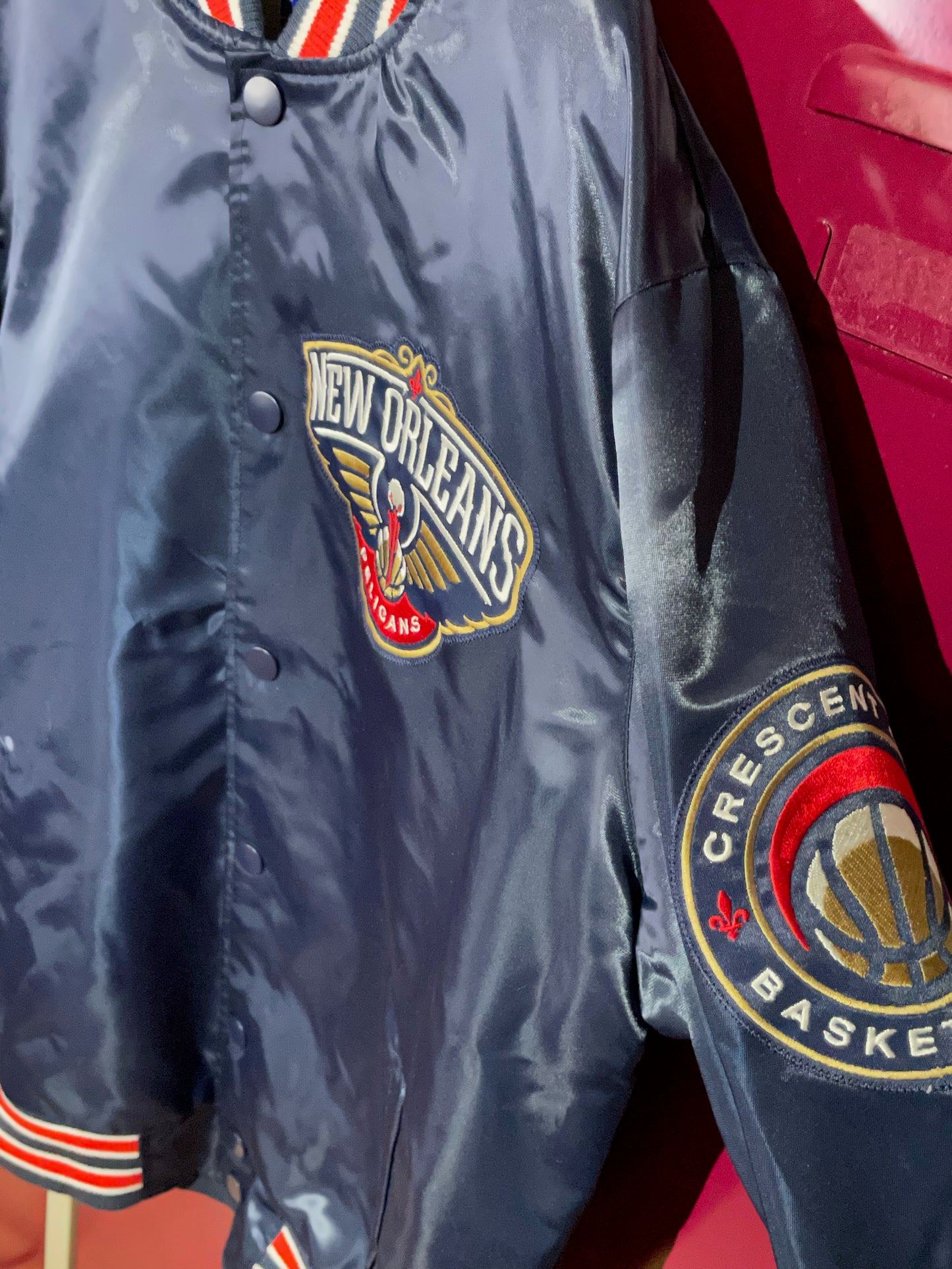 STARTER RETRO NEW ORLEANS PELICANS NBA SATIN JACKET  SZ: XL