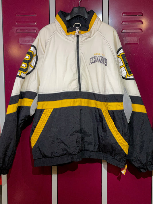 VINTAGE STARTER BOSTON BRUINS NHL HALF ZIP JACKET  SZ: XL