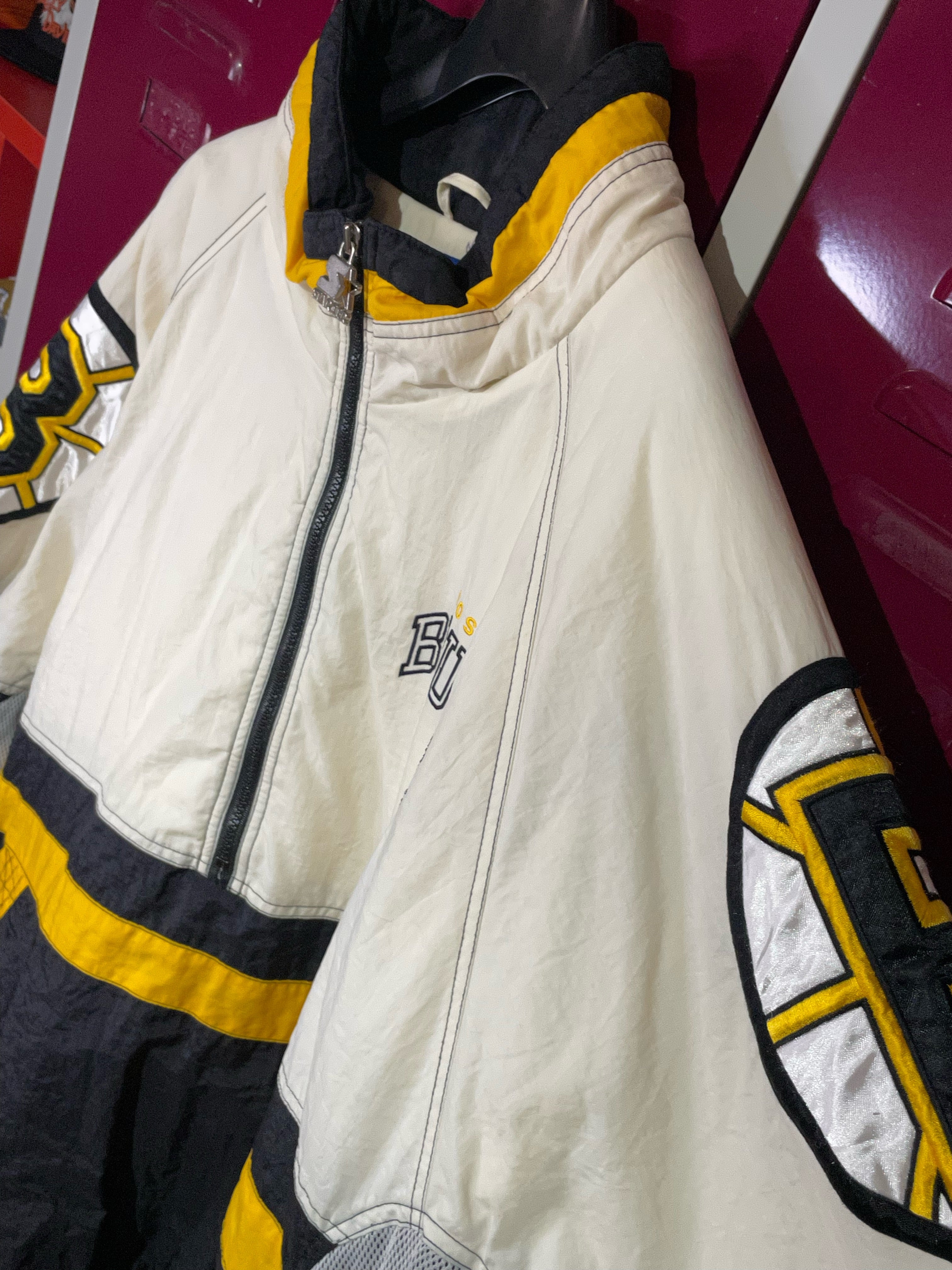 VINTAGE STARTER BOSTON BRUINS NHL HALF ZIP JACKET SZ: XL