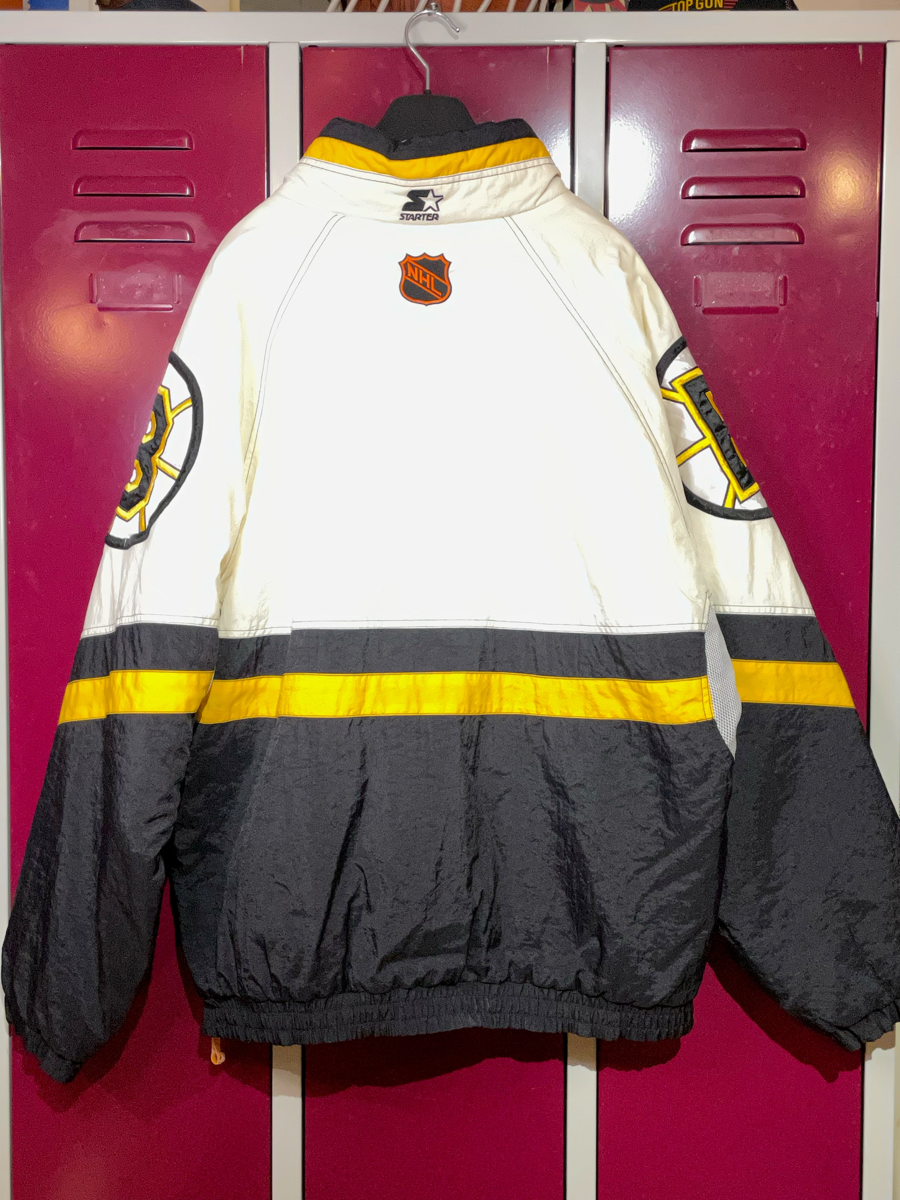 VINTAGE STARTER BOSTON BRUINS NHL HALF ZIP JACKET SZ: XL