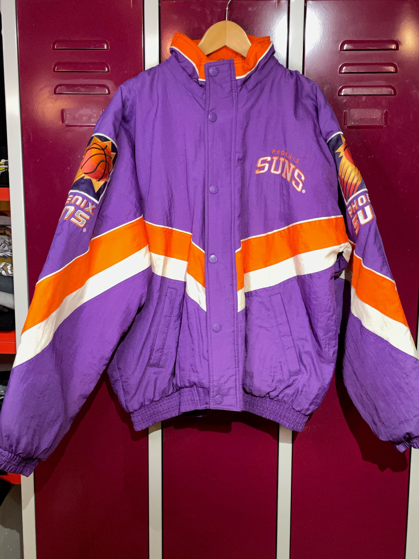 VINTAGE STARTER PHOENIX SUNS NBA PUFFER JACKET  SZ: L