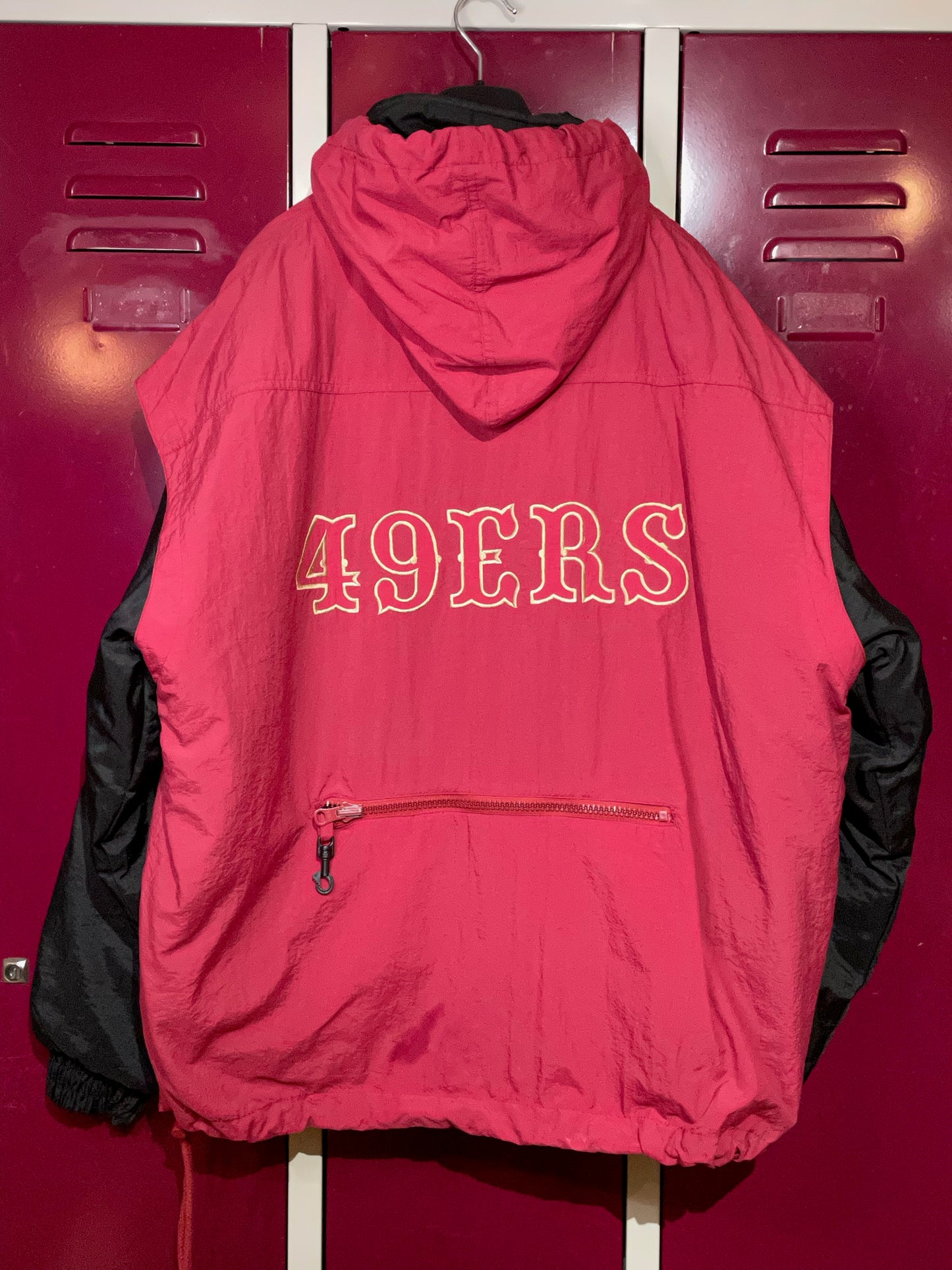 VINTAGE PRO PLAYER SF 49ERS "REMOVABLE VEST" PUFFER JACKET  SZ: L