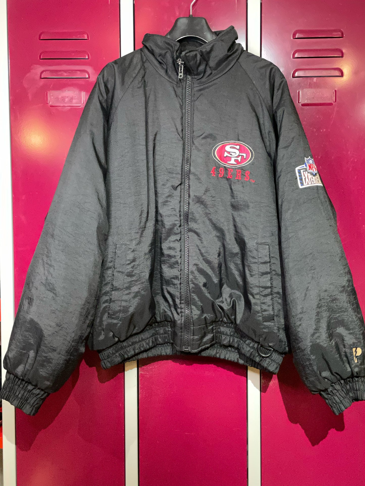 VINTAGE PRO PLAYER SF 49ERS "REMOVABLE VEST" PUFFER JACKET  SZ: L