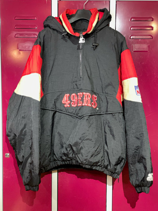 VINTAGE STARTER SF 49ERS NFL HALF ZIP JACKET  SZ: L