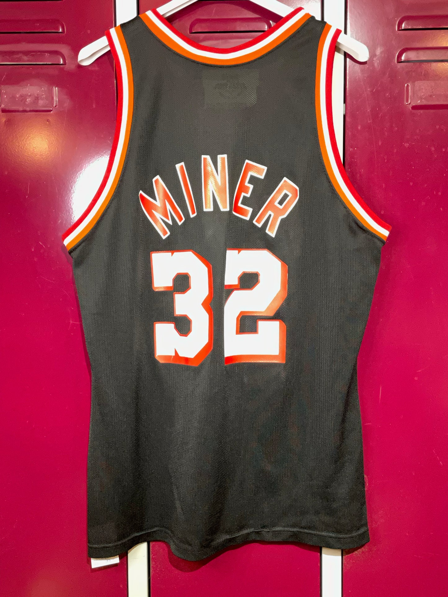 VINTAGE CHAMPION MIAMI HEAT "HAROLD MINER" NBA JERSEY  SZ: 44