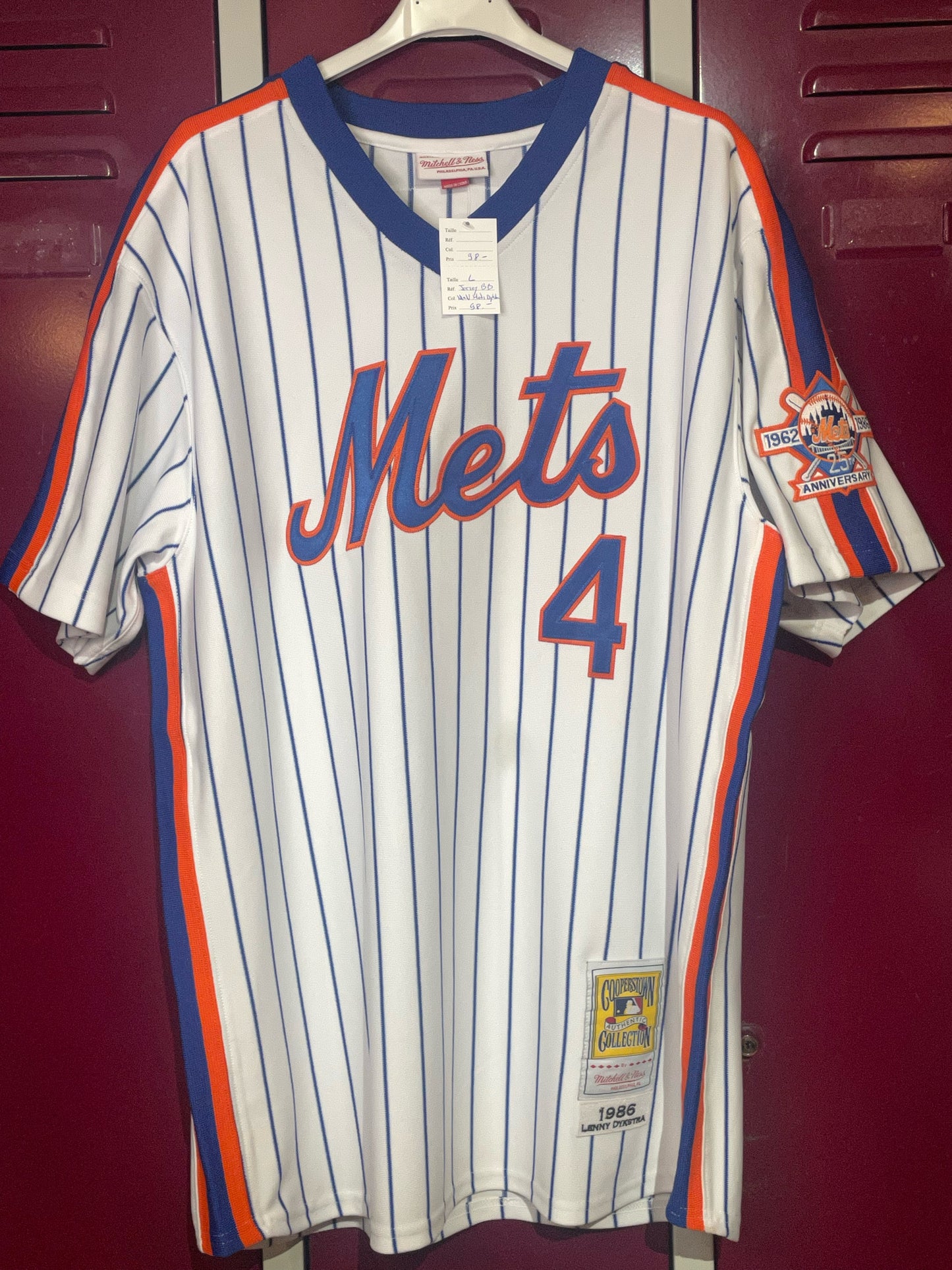 MITCHEL & NESS NEW YORK METS "LENNY DYKSTRA" MLB BASEBALL JERSEY  SZ: L