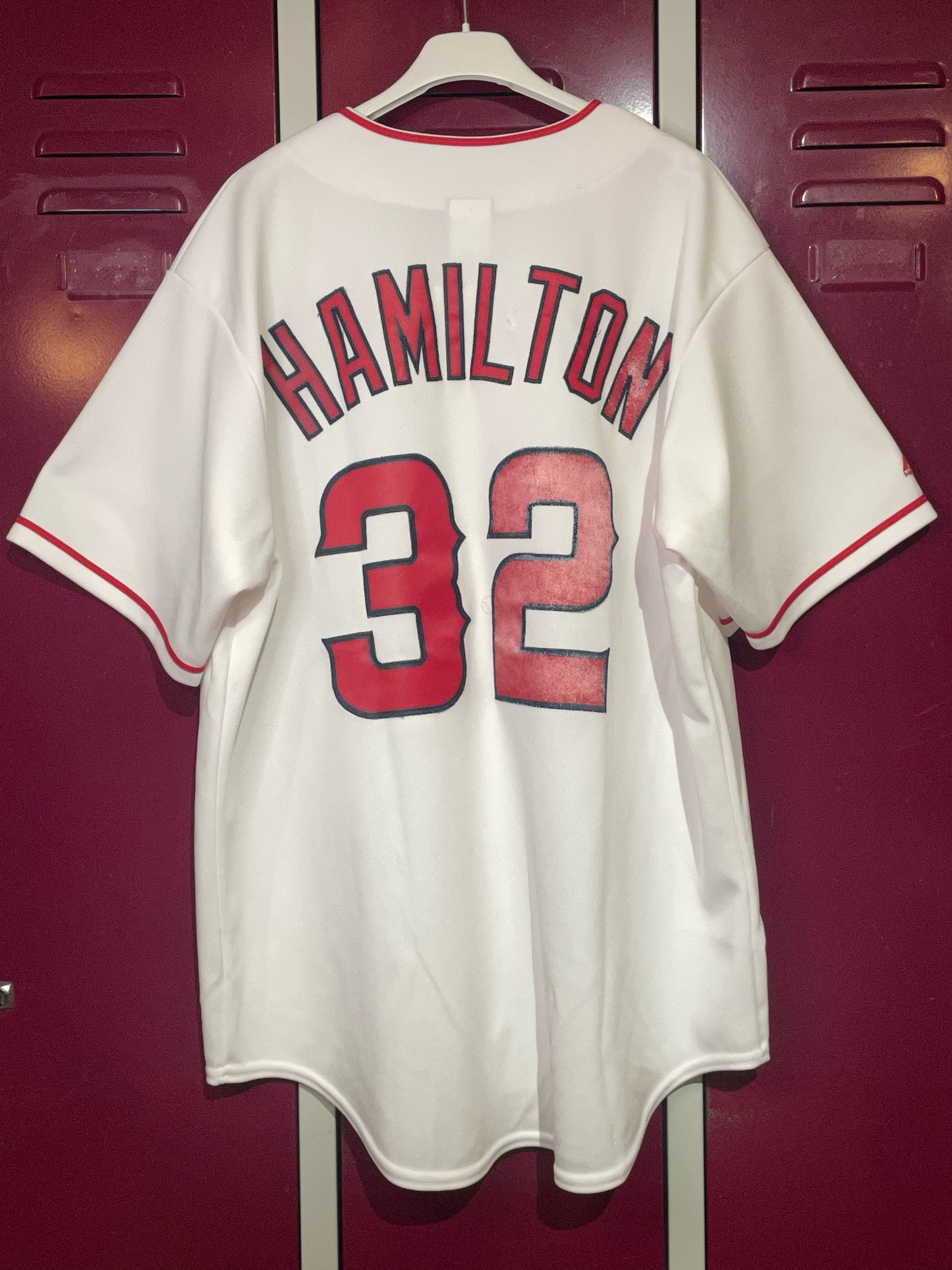 MAJESTIC LOS ANGELES ANGELS "JOSH HAMILTON" MLB BASEBALL JERSEY  SZ: L